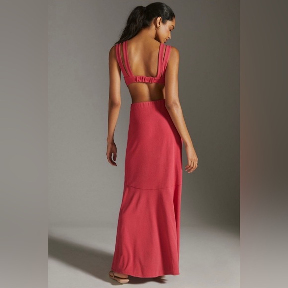 NWOT ANTHROPOLOGIE MAEVE CUT-OUT RUFFLED MAXI DRESS - Picture 2 of 5